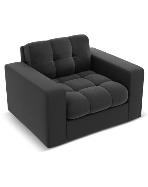 Fauteuil Velours Justin gris - 97x90x72 cm