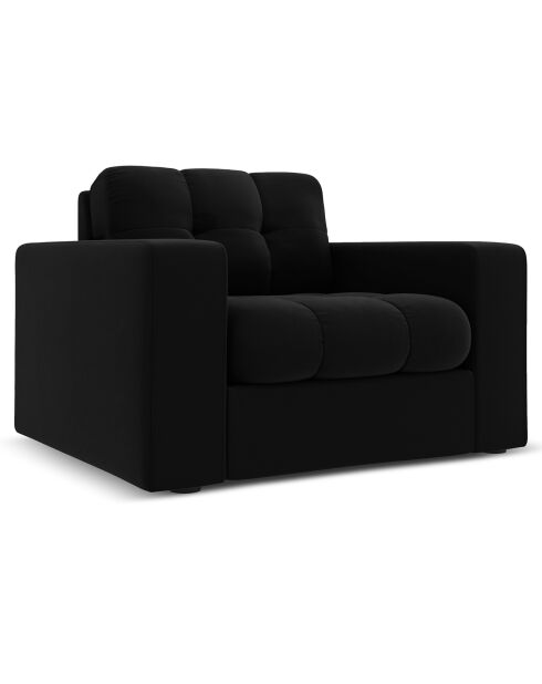 Fauteuil Velours Justin noir - 97x90x72 cm