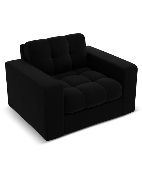 Fauteuil Velours Justin noir - 97x90x72 cm