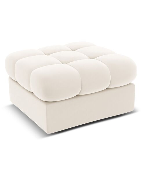 Pouf Velours Justin beige clair - 60x60x38 cm