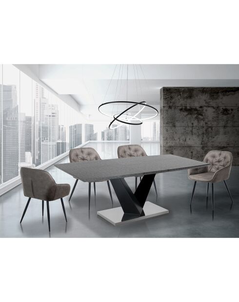Table À Rallonge Valy Cement noir/ciment - 75x90x160 cm