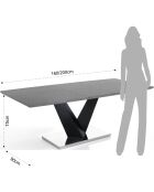 Table À Rallonge Valy Cement noir/ciment - 75x90x160 cm