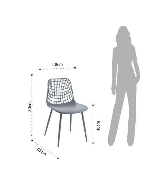 4 Chaises D'Intérieur/Extérieur Nairobi grises - 80x46x55 cm