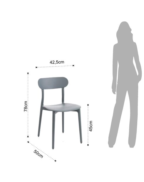 4 Chaises D'Intérieur/Extérieur Stoccolma grises - 78x42.5x50 cm