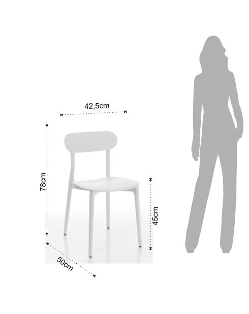 4 Chaises D'Intérieur/Extérieur Stoccolma blanches - 78x42.5x50 cm