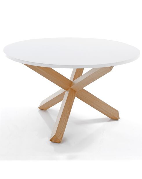Table Ronde New Frisia blanc/chêne - 75xØ120 cm
