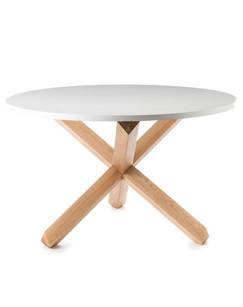 Table Ronde New Frisia blanc/chêne - 75xØ120 cm