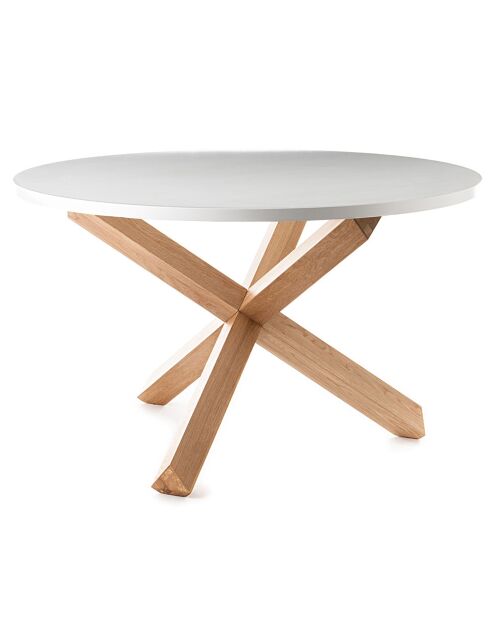 Table Ronde New Frisia blanc/chêne - 75xØ120 cm