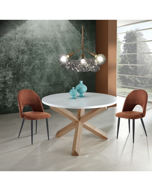 Table Ronde New Frisia blanc/chêne - 75xØ120 cm