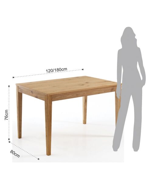 Table À Rallonge Willy chêne - 76x80x120/180 cm