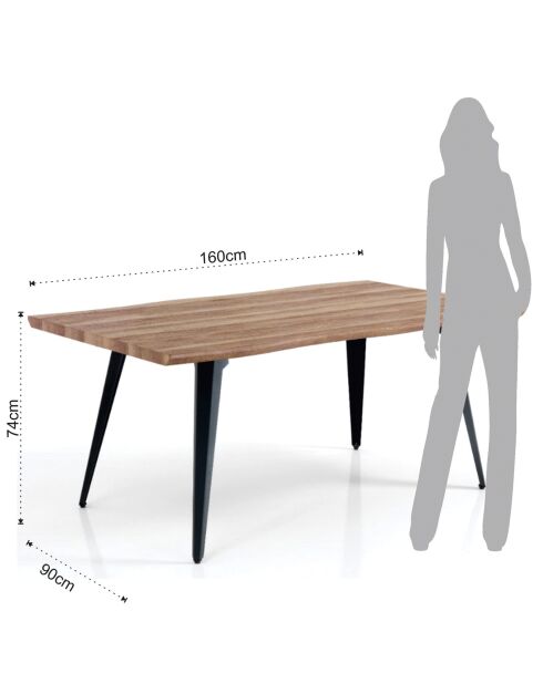 Table/Bureau Nell-A chêne/noir - 74x90x160 cm
