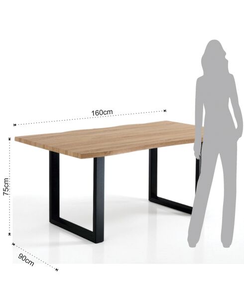 Table / Bureau Lando chêne/noir - 75x90x160 cm