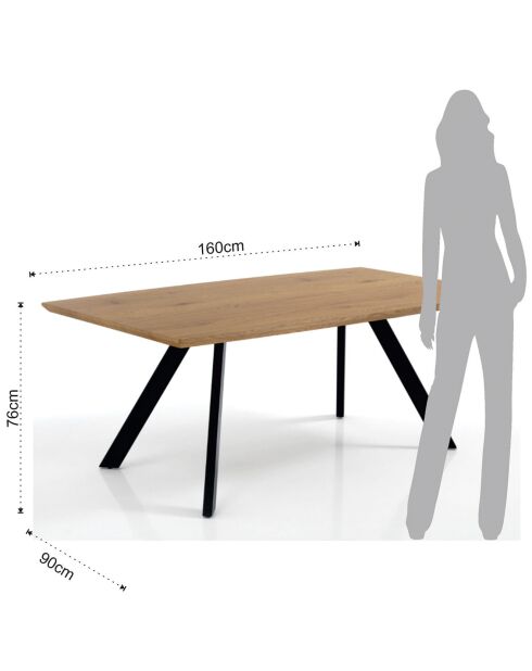 Table / Bureau Pejo chêne/noir - 76x90x160 cm