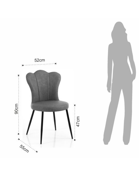 4 Chaises Charlotte grises - 90x52x55 cm