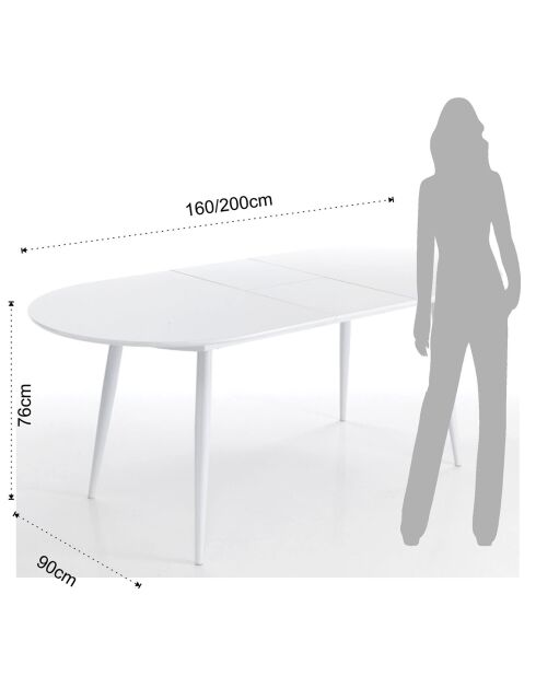 Table À Rallonge Astro blanche - 76x90x160 cm