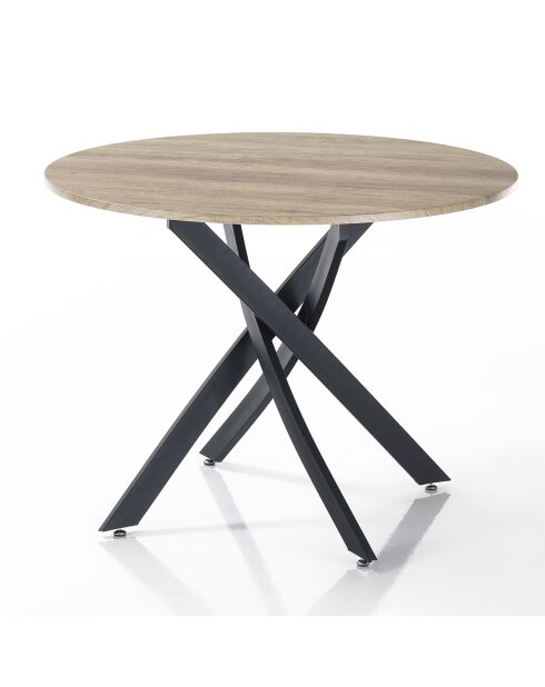 Table ronde en bois MILL chêne/noir - 74xØ.100 cm