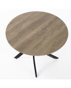 Table ronde en bois MILL chêne/noir - 74xØ.100 cm