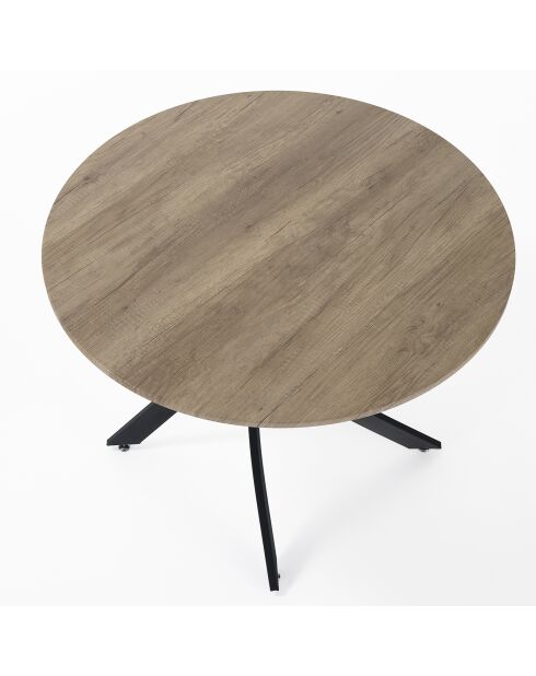 Table ronde en bois MILL chêne/noir - 74xØ.100 cm