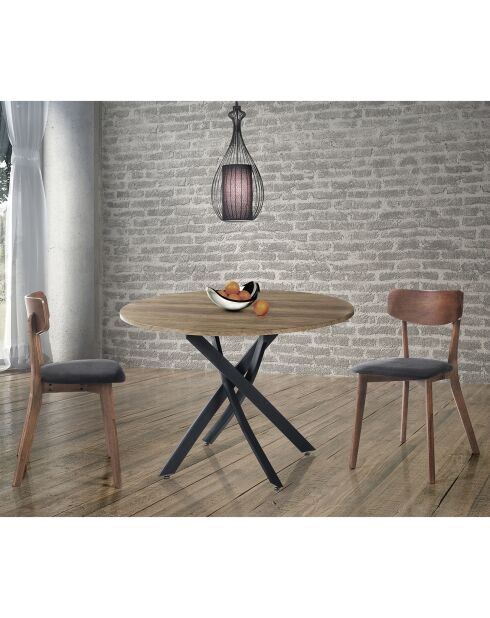 Table ronde en bois MILL chêne/noir - 74xØ.100 cm