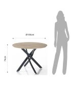 Table ronde en bois MILL chêne/noir - 74xØ.100 cm