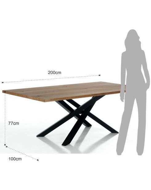 Table Quatrieme chêne/noir - 77x100x200 cm