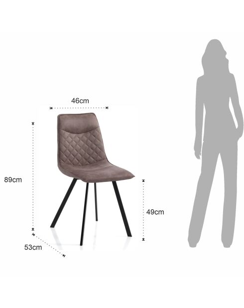 4 Chaises Tapissée Diamond grises - 46x53x89 cm