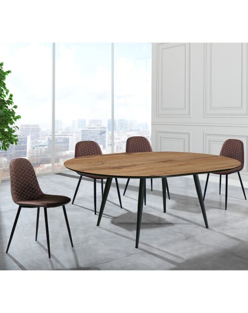 Table À Rallonge Valdi noyer/noir - 76x110x110 cm