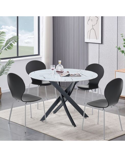Table Bill Marble marbre/noir - 78xØ.110 cm