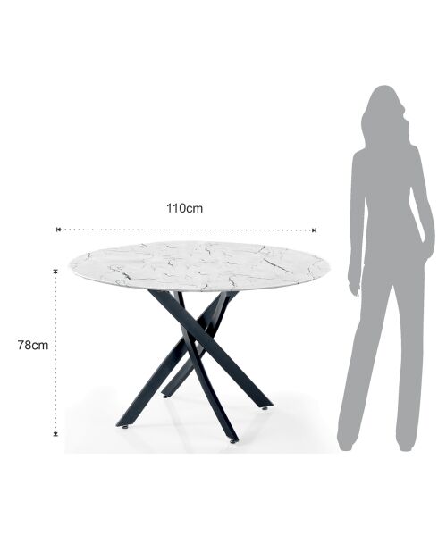 Table Bill Marble marbre/noir - 78xØ.110 cm