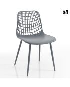 4 Chaises D'Intérieur/Extérieur Nairobi grises - 80x46x55 cm