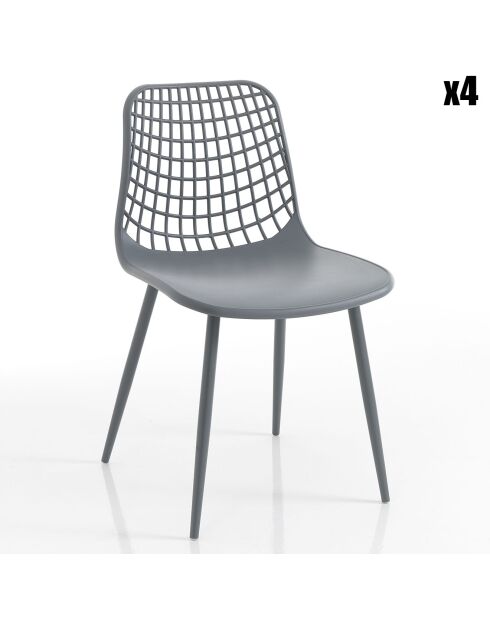 4 Chaises D'Intérieur/Extérieur Nairobi grises - 80x46x55 cm
