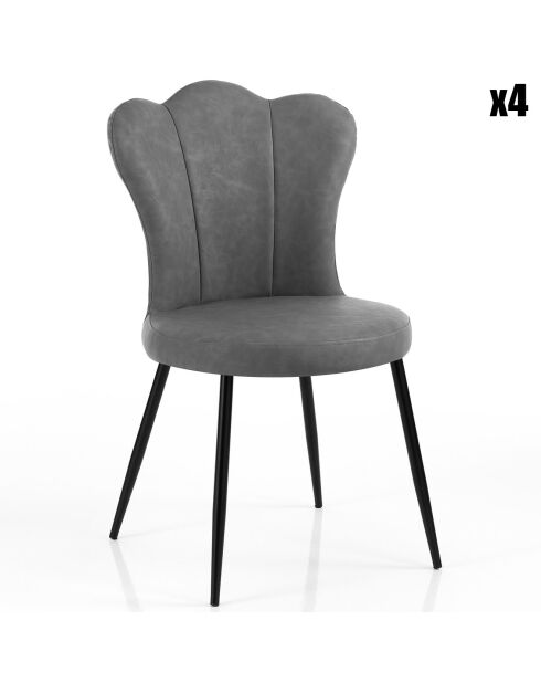 4 Chaises Charlotte grises - 90x52x55 cm