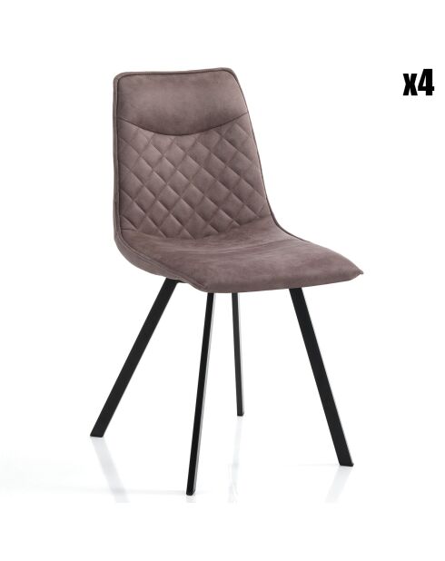 4 Chaises Tapissée Diamond grises - 46x53x89 cm