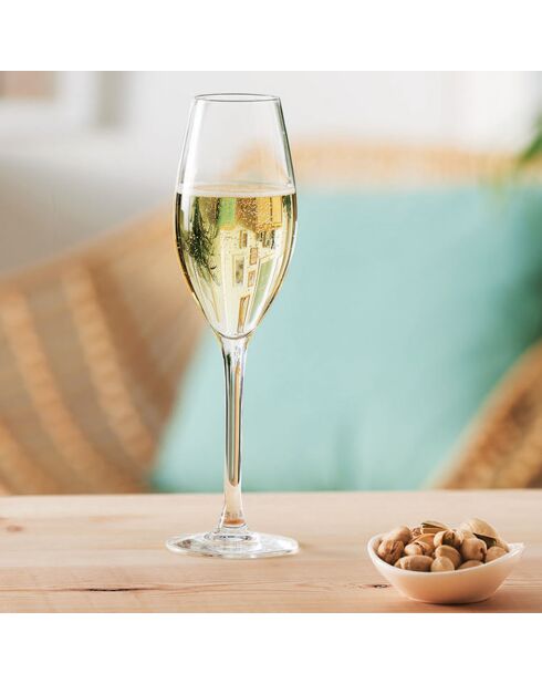 6 Flûtes à champagne Cheer Up transparentes - 24 cl