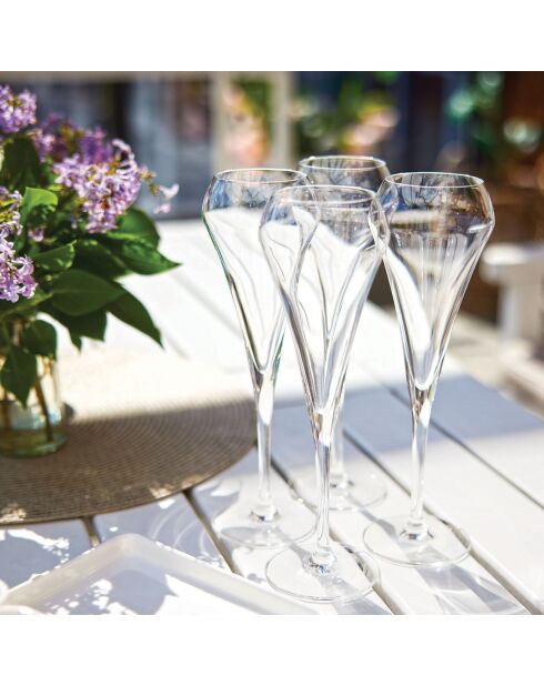 6 Flûtes à champagne Open Up transparentes - 20 cl