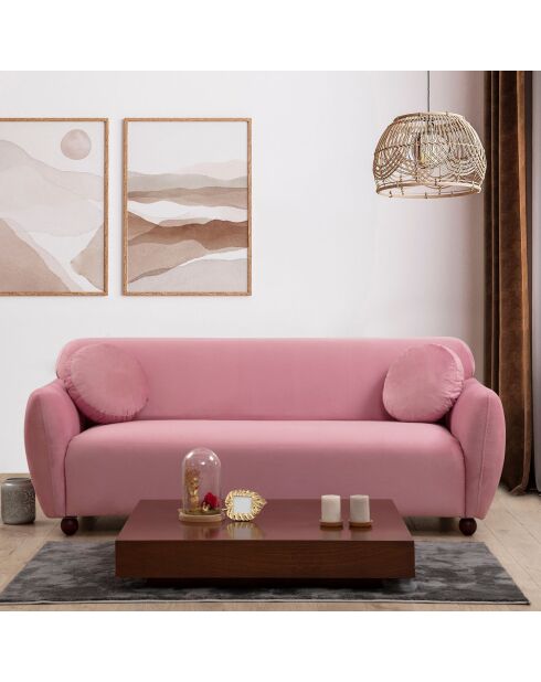 Canapé 3 places Eddy rose - 223x83x86 cm
