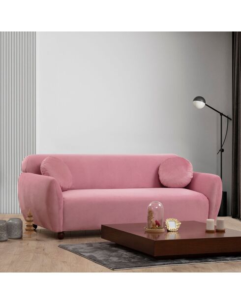 Canapé 3 places Eddy rose - 223x83x86 cm