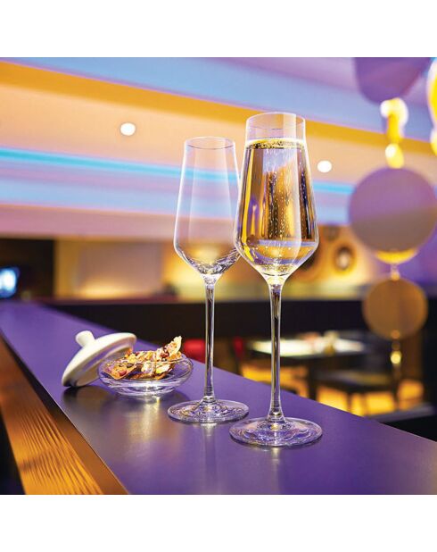 6 transparante champagnefluiten van Reveal Up - 21 cl