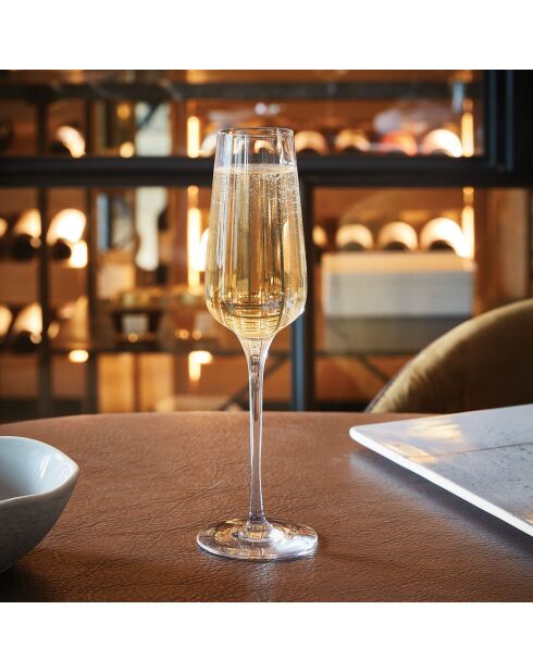 6 transparante Sublym champagneglazen - 21 cl