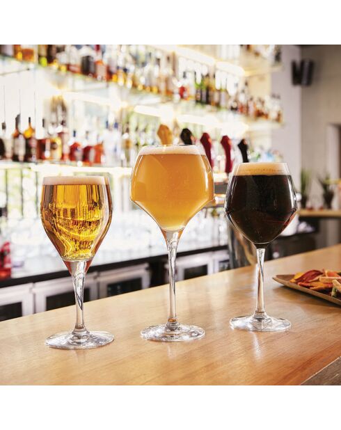 6 Verres à pied Beer Premium transparents - 47 cl