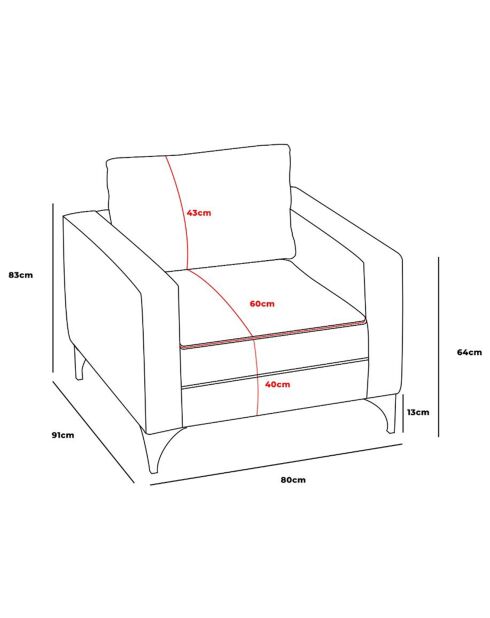 Fauteuil Berlin crème/doré - 90x83x91 cm