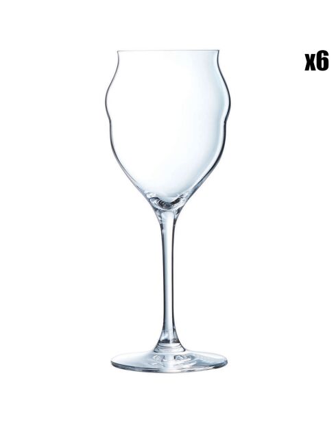 6 transparante Macaron-champagnefluiten - 30 cl