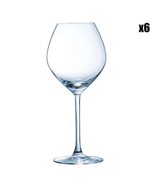 6 Verres à pied Cheer Up transparents - 47 cl