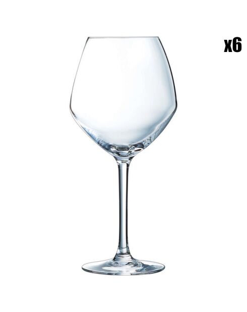 6 Verres à pied Cabernet Vins Jeunes transparents - 58 cl