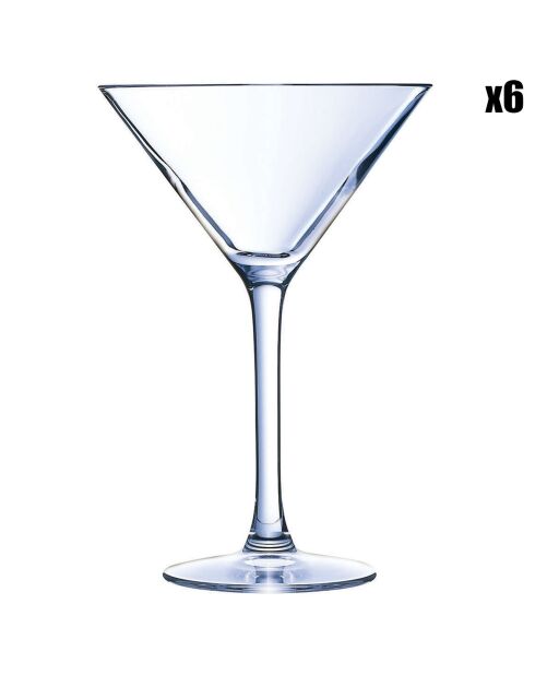 6 Verres à pied Champagne & Cocktail transparents - 21 cl