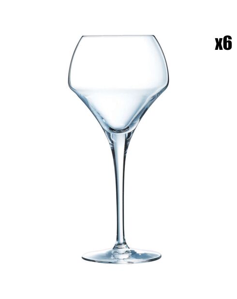6 Verres à pied Open Up transparents - 37 cl