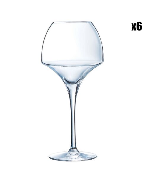 6 Verres à pied Open Up transparents - 47 cl