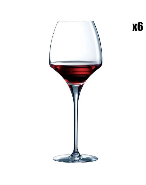6 Verres à pied Open Up transparents - 55 cl