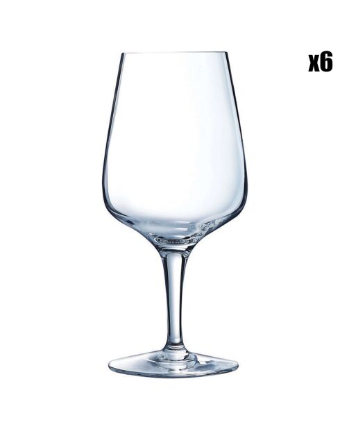 6 Verres à pied Sublym transparents - 35 cl