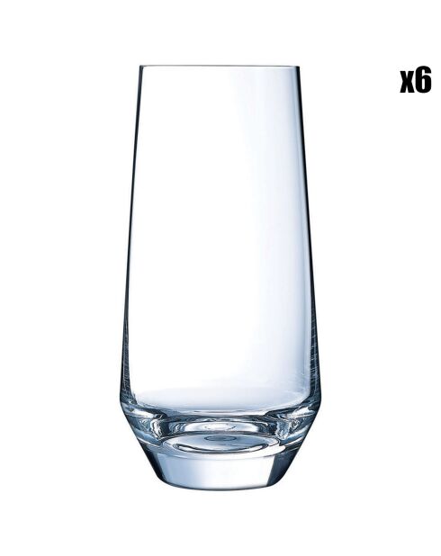 6 transparante hoge glazen van Lima - 45 cl